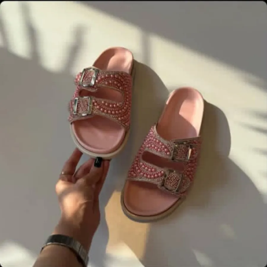 صندل صورتی مرواریدی