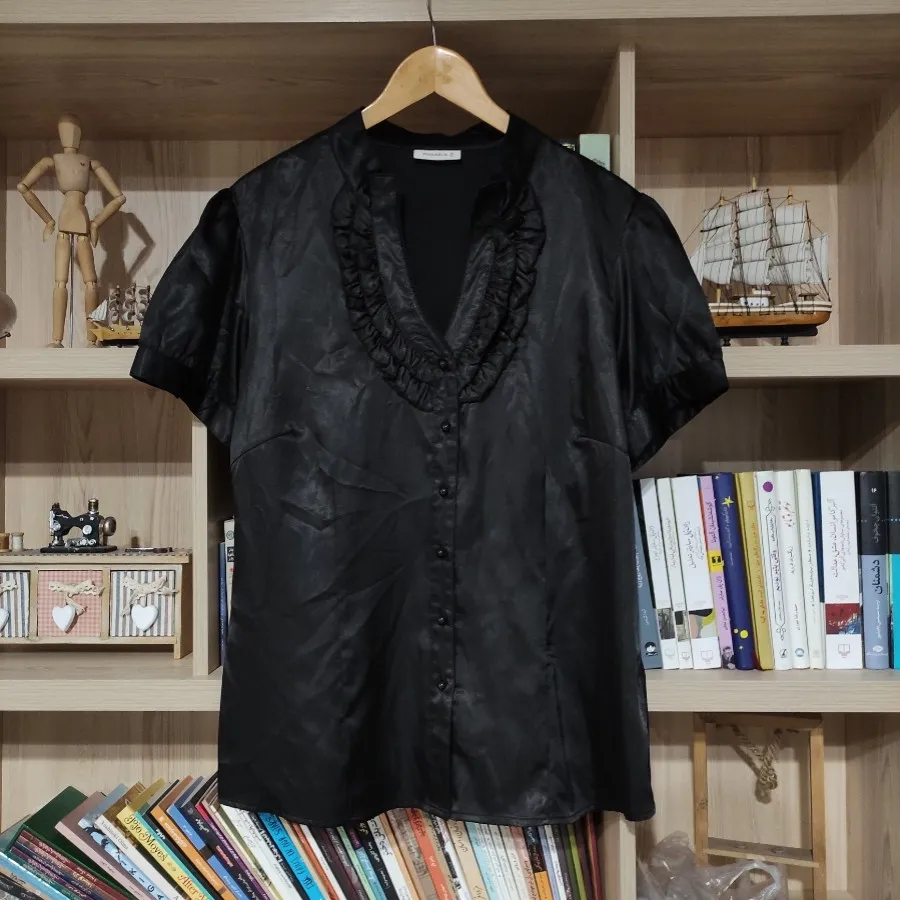 شومیز مشکی ساتن سایز بزرگ