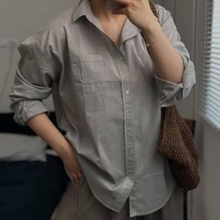 شومیز لینن نخ طوسی
