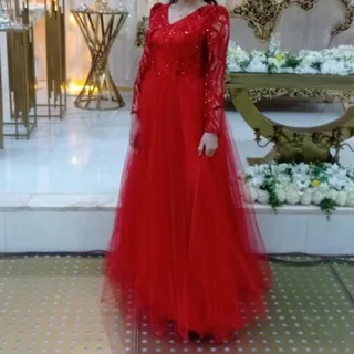 لباس شب قرمز مزون دوز