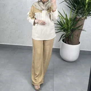 ست تونیک و شلوار ریش دار