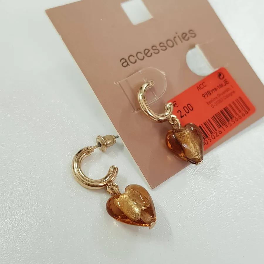 گوشواره طلایی آویز قلب ،