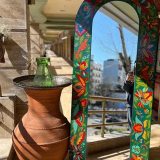 آینه چوبی با نقاشی هاشیه