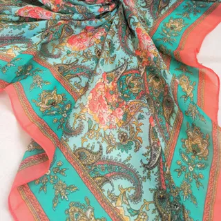 روسری حریر فیروزه ای