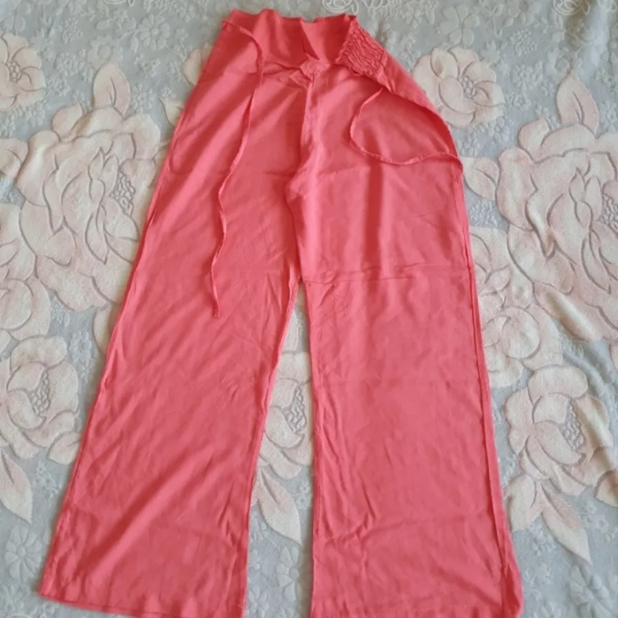 شلوار نخی گلبهی نو