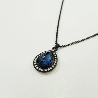 گردنبند مشکی نگین آبی