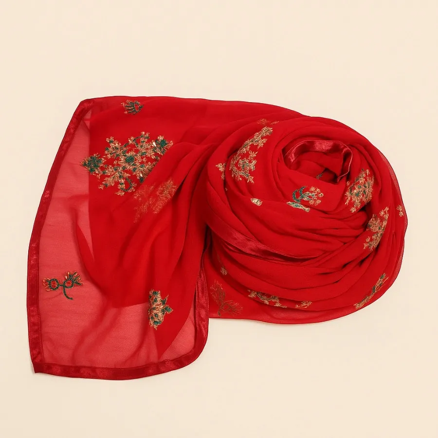 شال زرشکی دست دوز