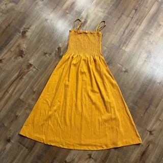 پیراهن ساحلی خردلی