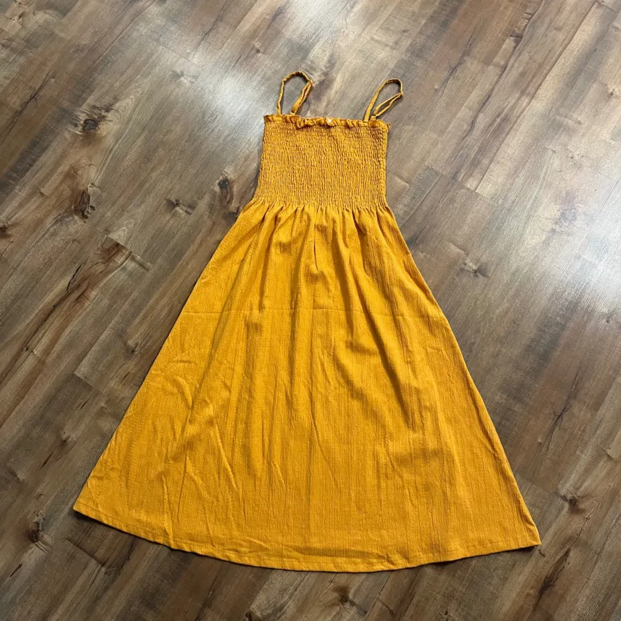 پیراهن ساحلی خردلی