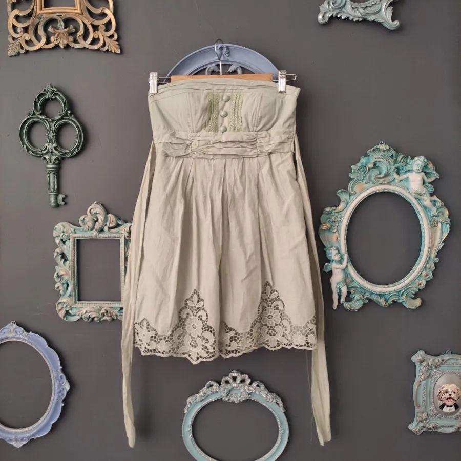 پیراهن نخی عروسکی سبزپسته