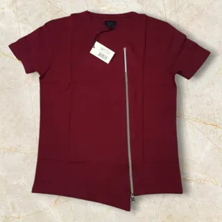 تیشرت ترک زرشکی جلو زیپی