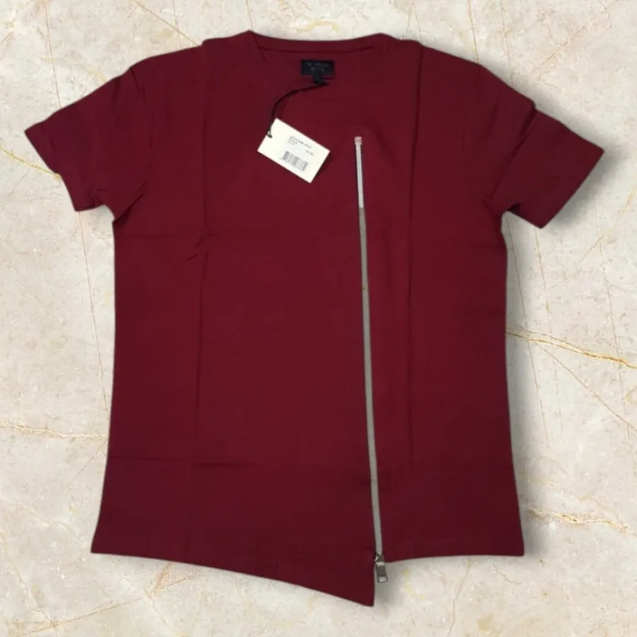 تیشرت ترک زرشکی جلو زیپی