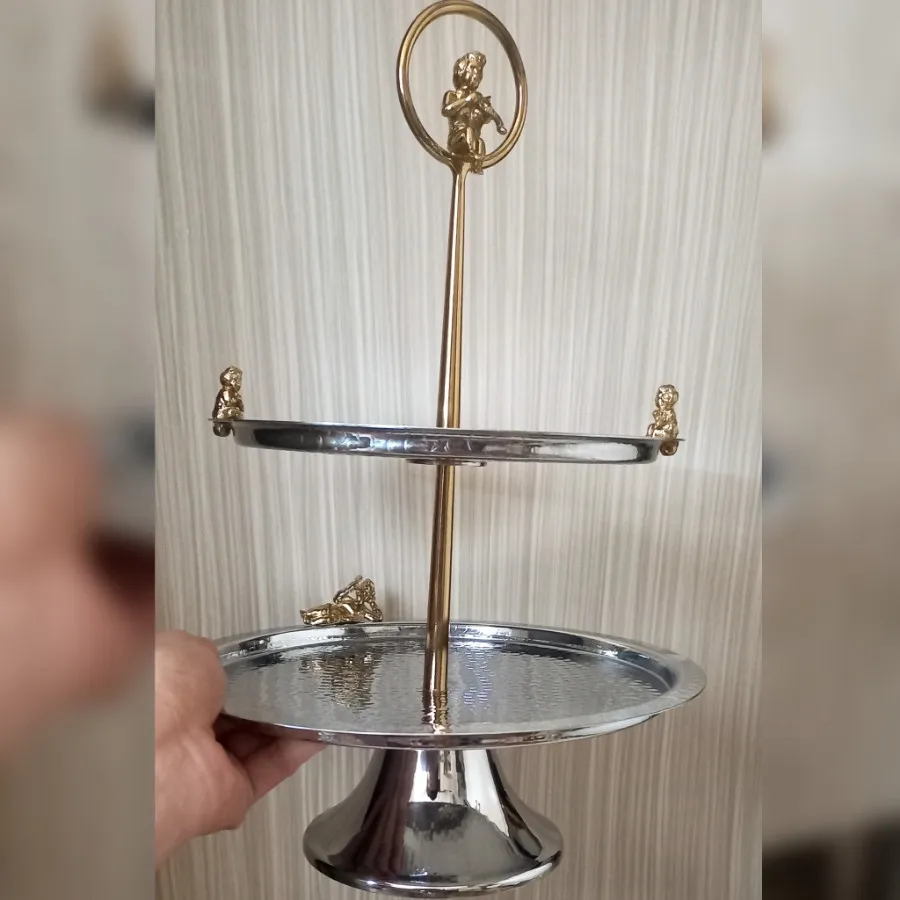 شیرینی خوری دو طبقه برنجی