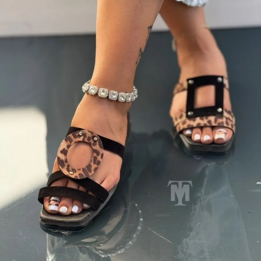 صندل پلنگی زنانه هندسی