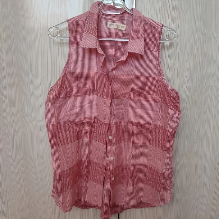 تاپ نخی قرمز چارخونه