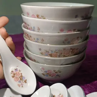 سوپ خوری گل صورتی قدیمی