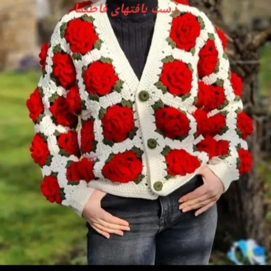 ژاکت گل رز برجسته