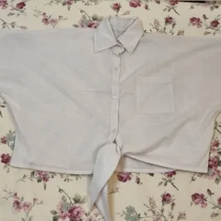 شومیز کراپ سفید لینن