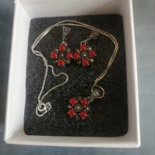 ست گردنبند و گوشواره نقره