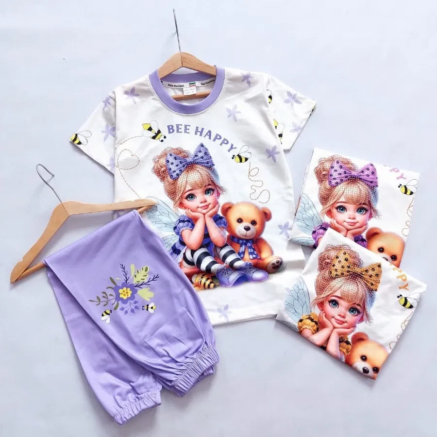 تیشرت شلوار نگین دار دختر