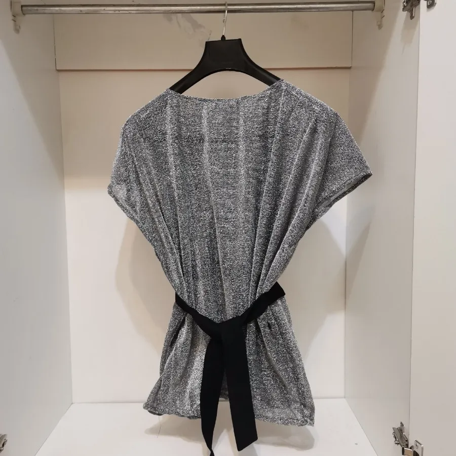 شومیز نقره ای کمرکش