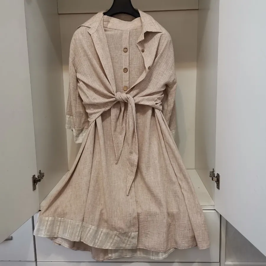 ست شومیز دامن نو کرمی نخ