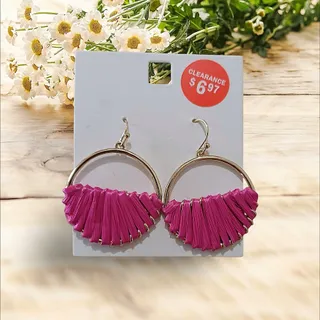 گوشواره حصیری صورتی