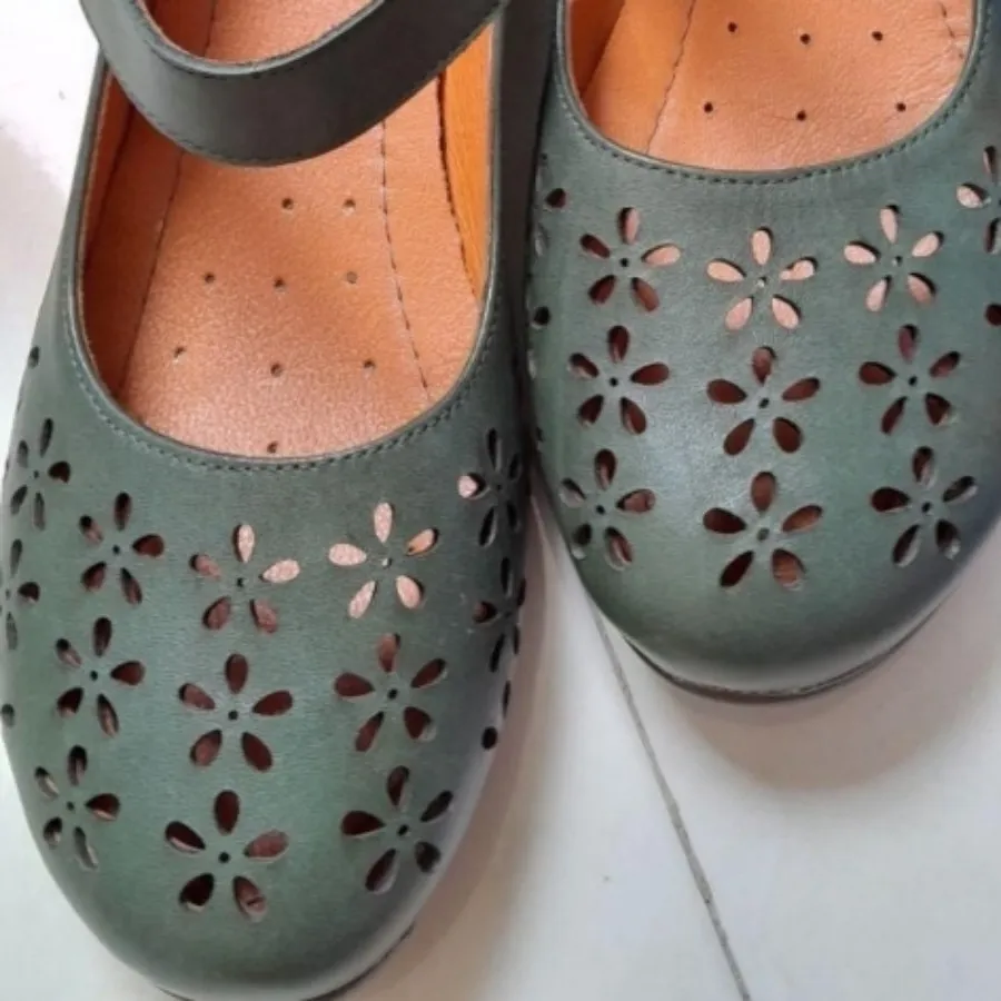 کفش شیک عروسکی چرم یشمی