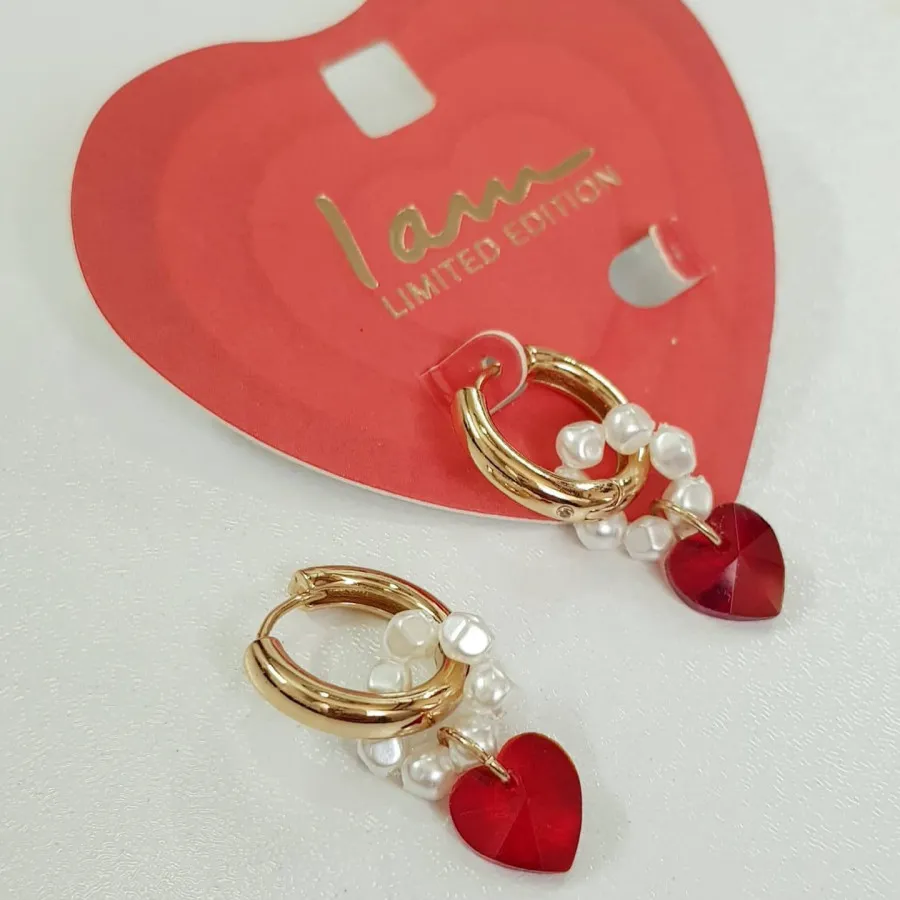 گوشواره قلب و مروارید