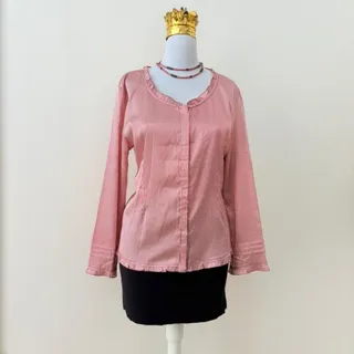 بلوز صورتی ساتن راه راه