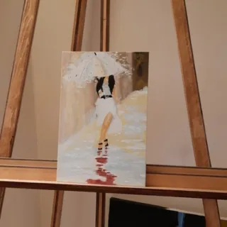 نقاشی دختری در باران