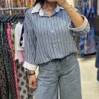 شومیز لینن راه راه