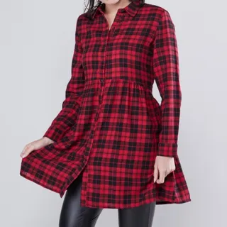 پیراهن چهارخونه قرمز مشکی