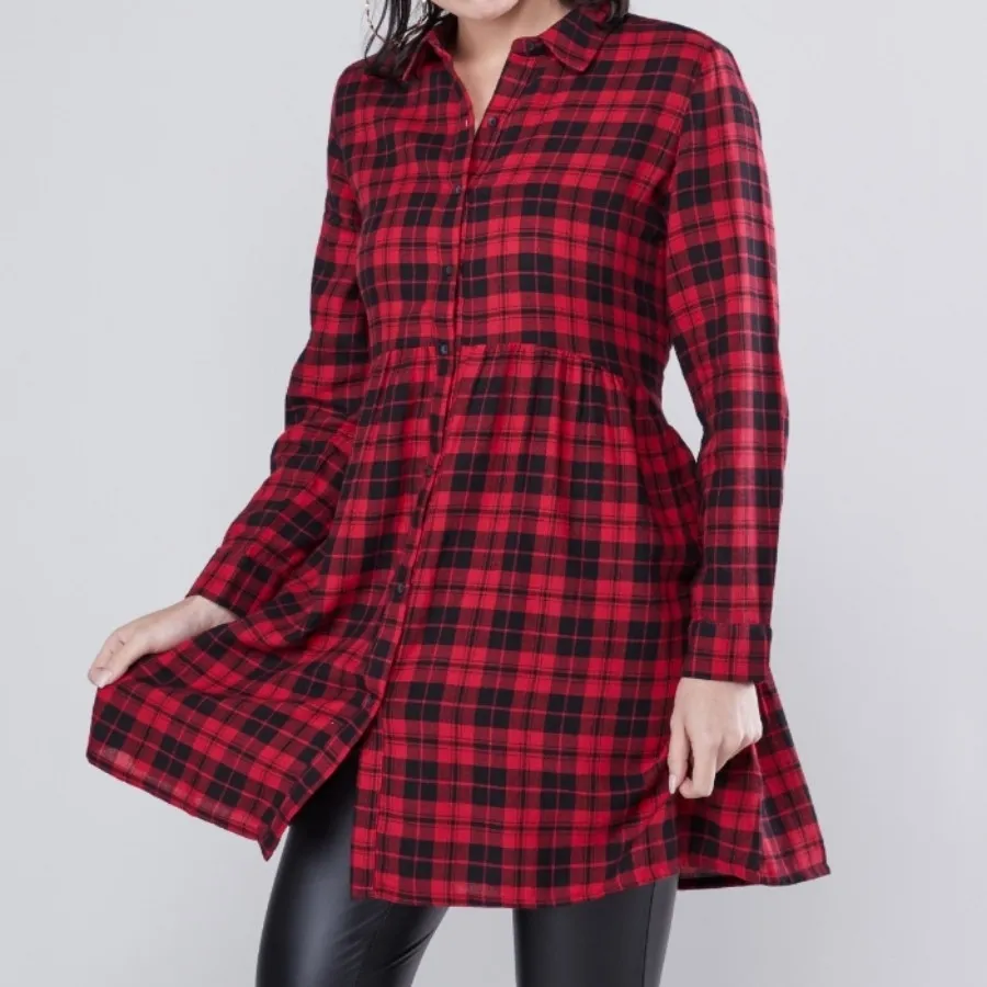 پیراهن چهارخونه قرمز مشکی