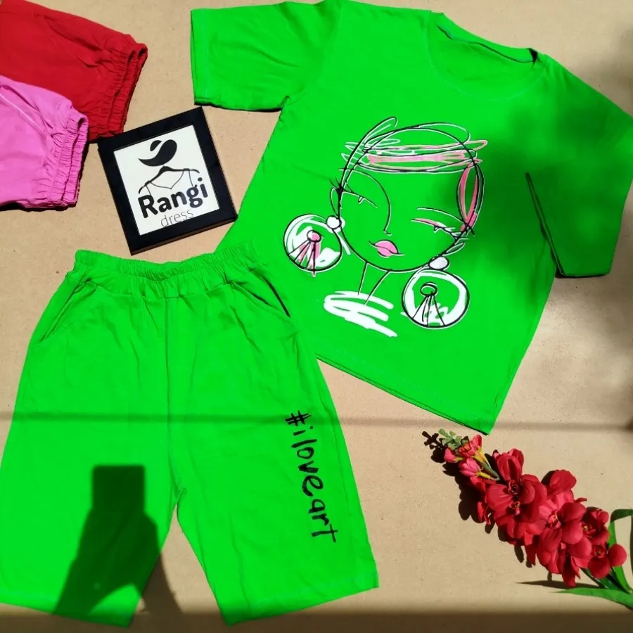 ست تیشرت شلوارک طرح دختر