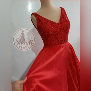 لباس مجلسی قرمز گیپور ترک