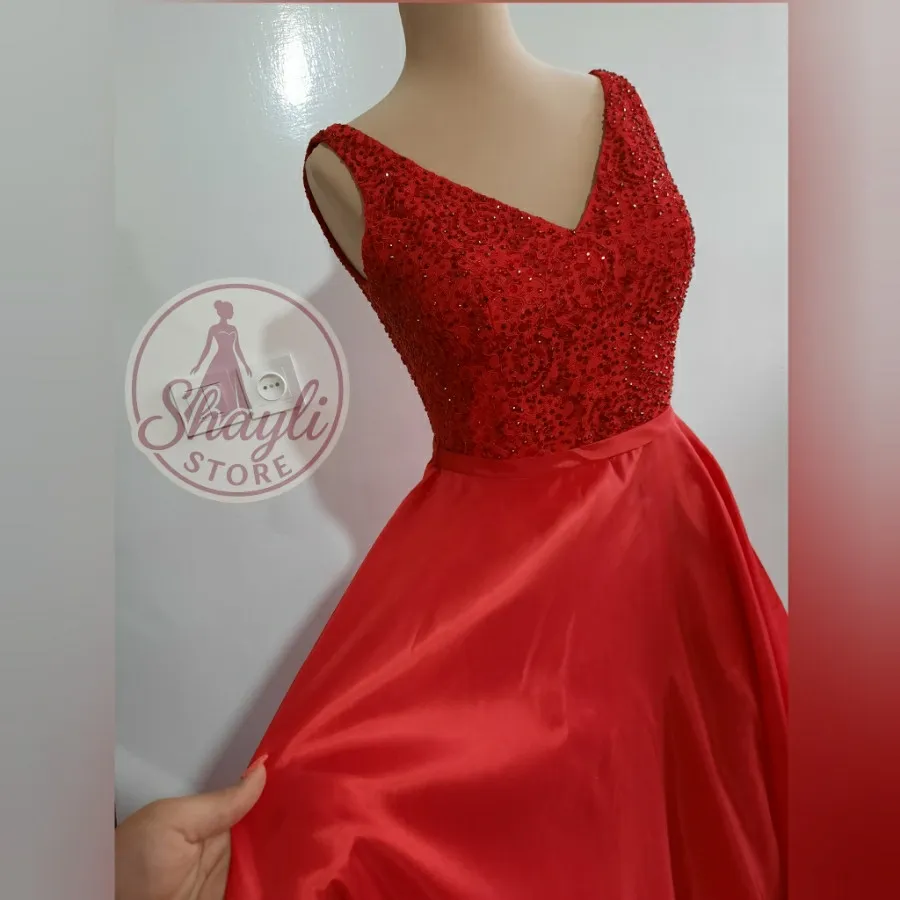 لباس مجلسی قرمز گیپور ترک