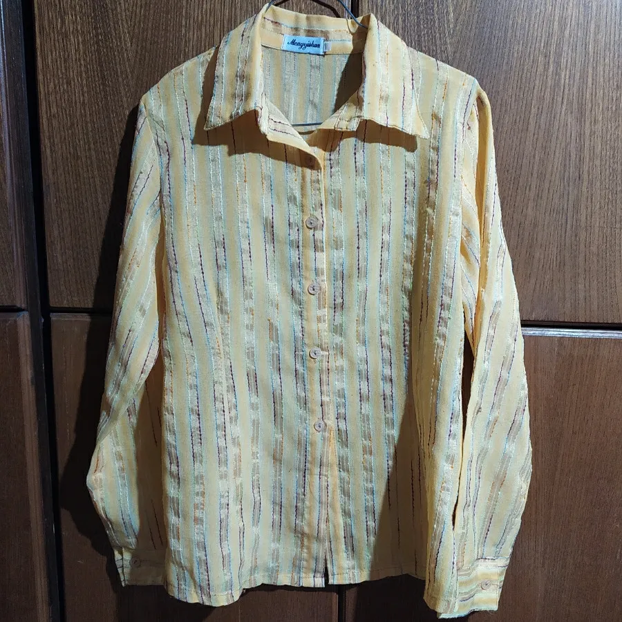 شومیز نخی زرد راه راه