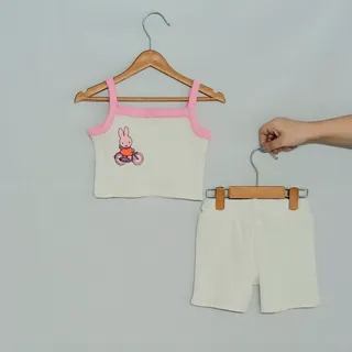 تاپ و شلوارک سفید صورتی