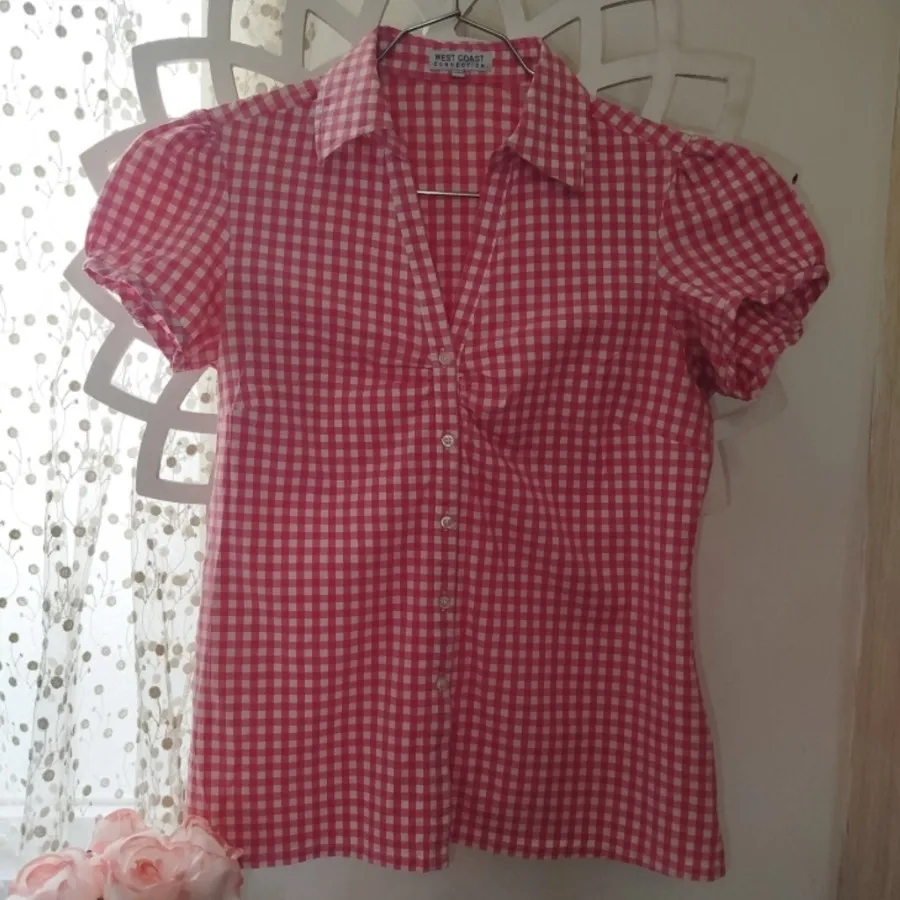 بلوز چهارخونه صورتی