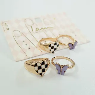 پک انگشتر پروانه و قلبی