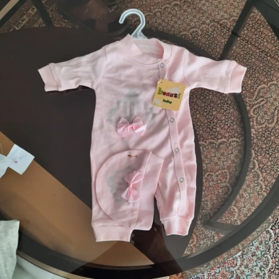 لباس سرهمی نوزادی باکلاه