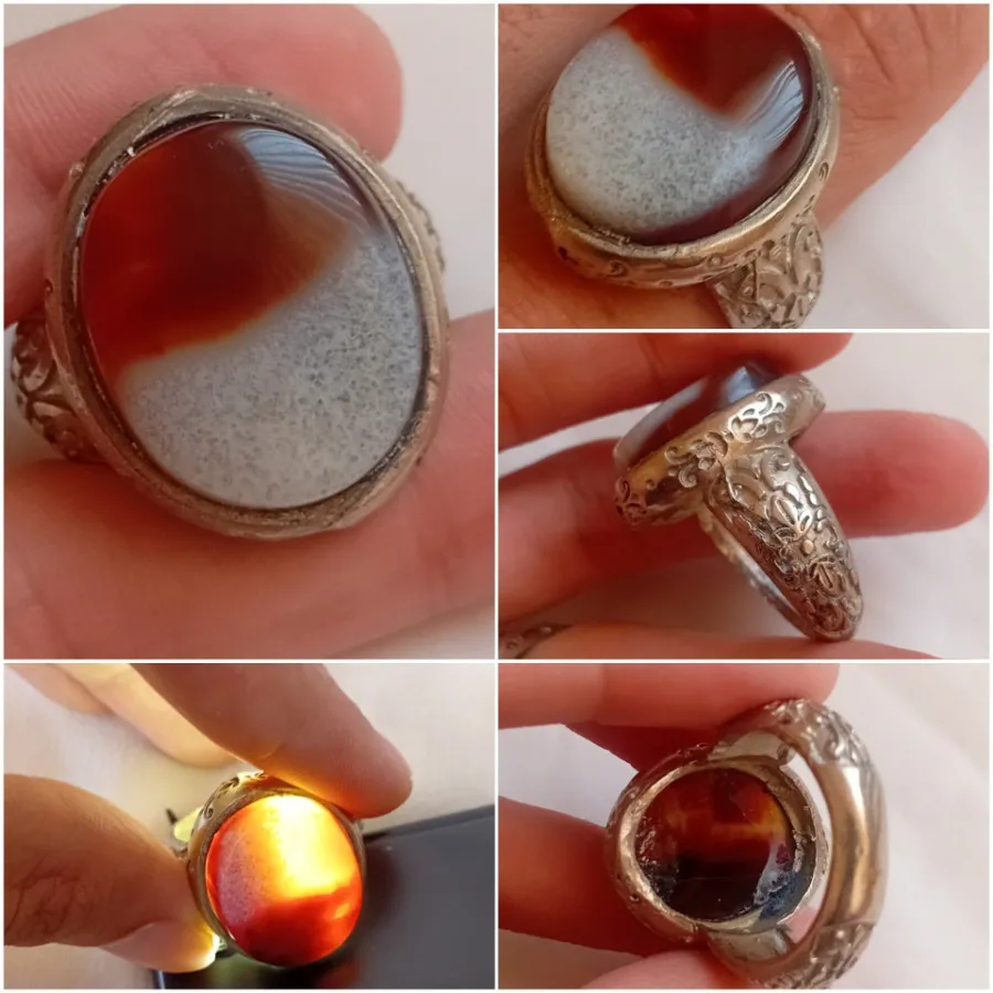 انگشتر عقیق دو رنگ زیبا