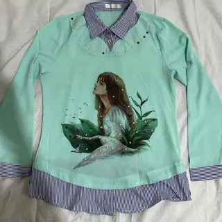 شومیز سبز آبی