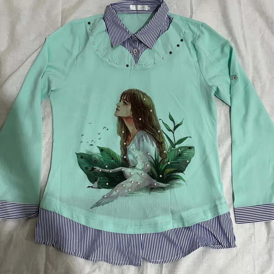 شومیز سبز آبی