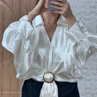 شومیز گره ای ساتن مزونی