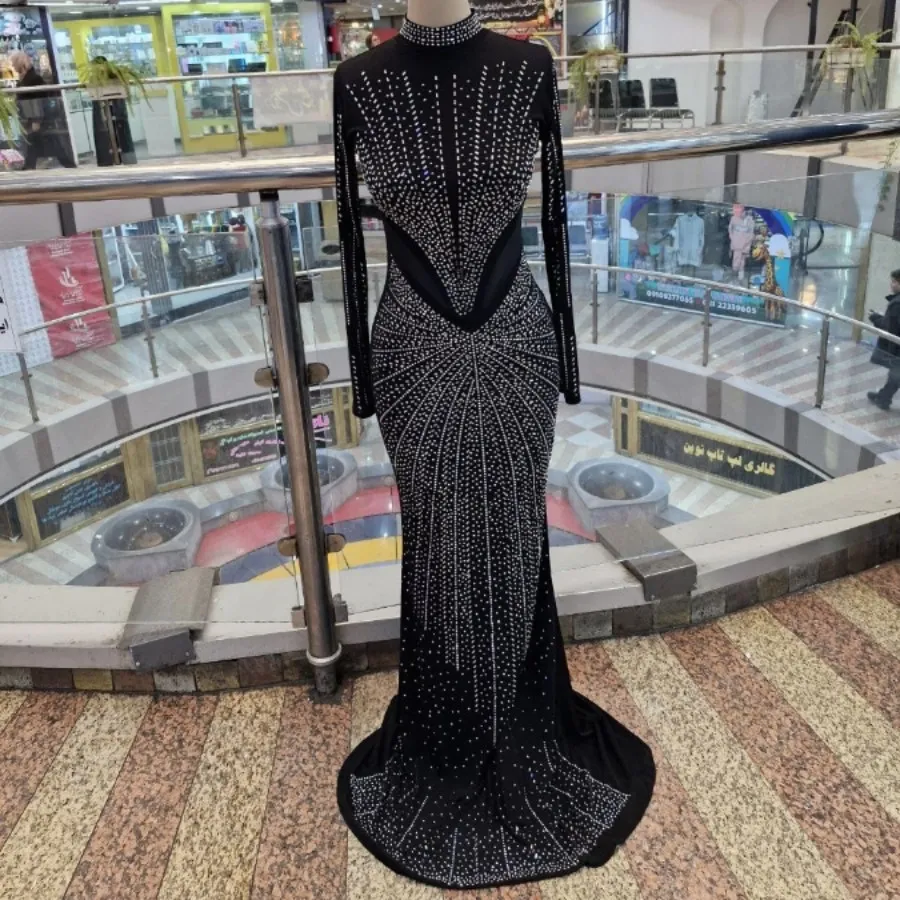 پیراهن ماکسی نگینی مشکی