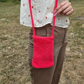 کیف قلاببافی صورتی