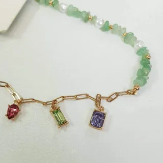 گردنبند طلایی سنگ طبیعی