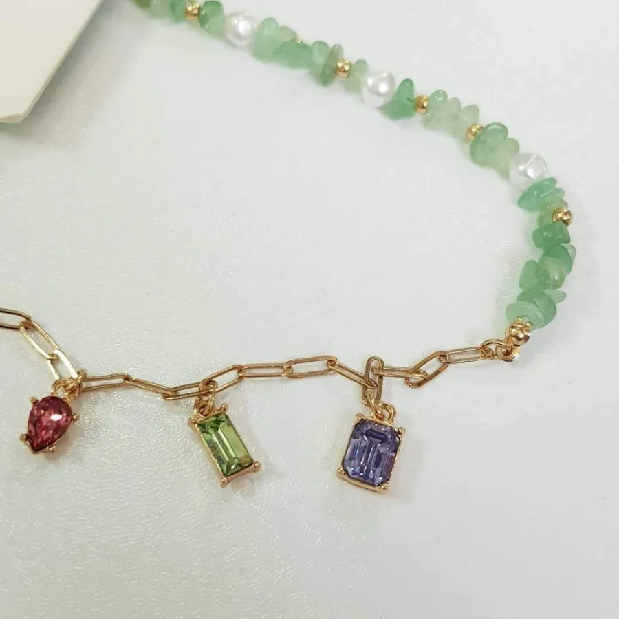 گردنبند طلایی سنگ طبیعی